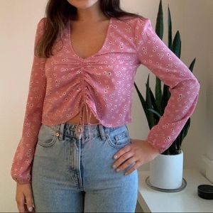 Amuse Society pink floral blouse